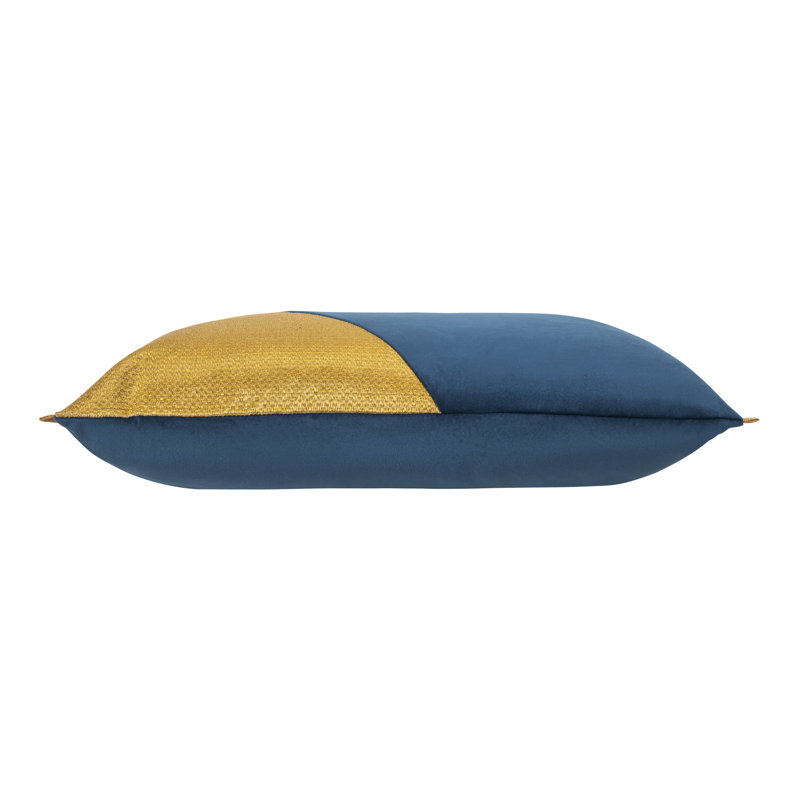 Coco Velvet Lumbar Pillow Cover & Insert, Navy/Gold