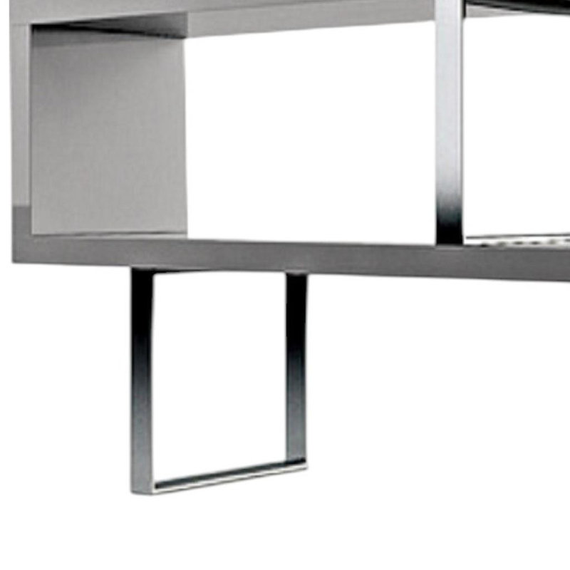 Bibliothèque étagère 67 "à trois niveaux en métal et bois, Gray