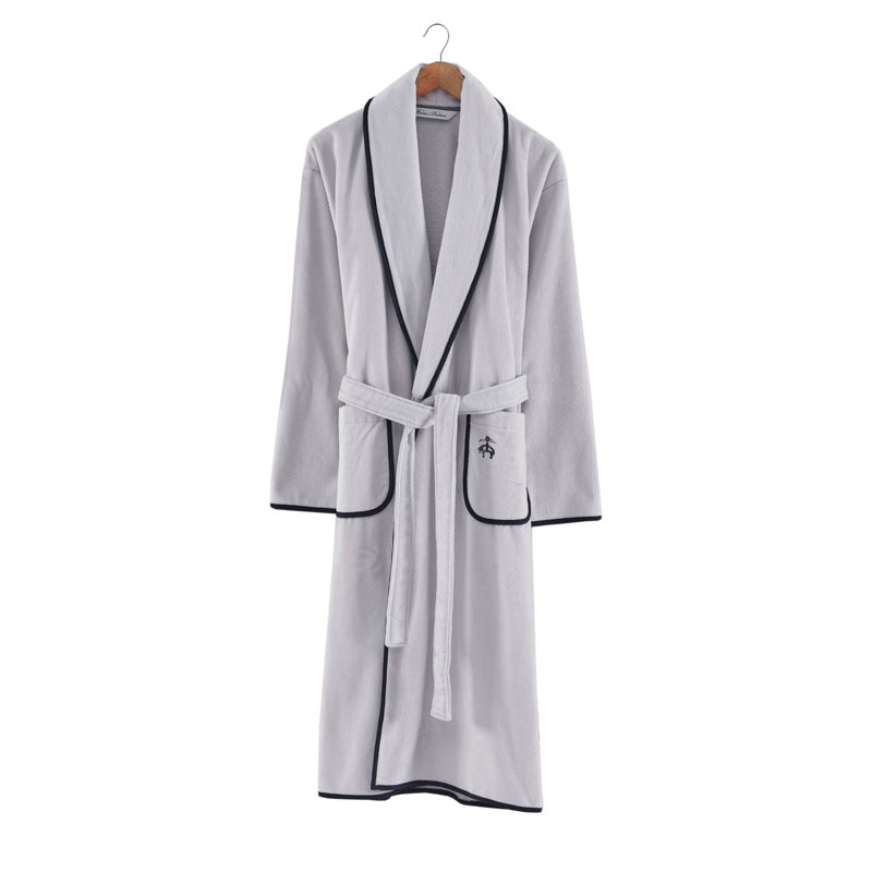 Peignoir 100% coton cheville avec poches, gris
