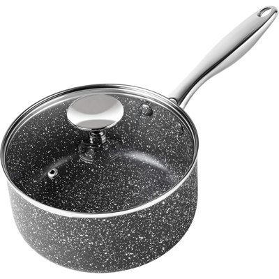 Casserole avec couvercle, casserole de 3 pintes avec couvercle antiadhésif, casserole en granite avec poignée en acier inoxydable, casserole de 3 pte compatible avec induction
