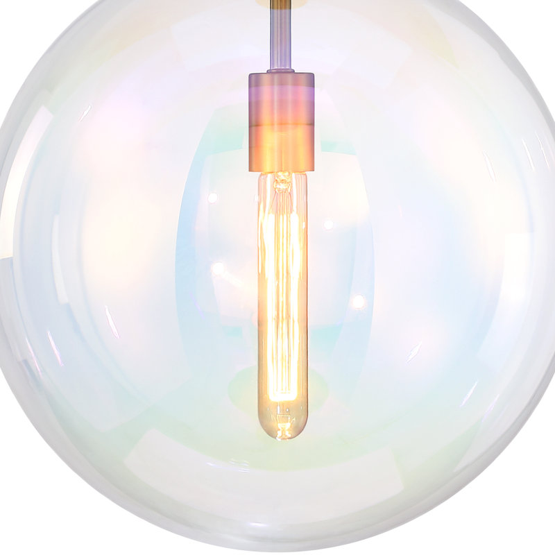 Luminaire suspendu 1 lumière Ricura, Or brossé, Orange, 14,75 po x 14 po x 14 po