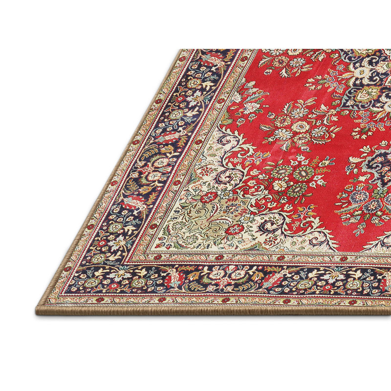 Tapis oriental en laine rouge / beige Photiades, Rectangle 7 pi x 9 pi