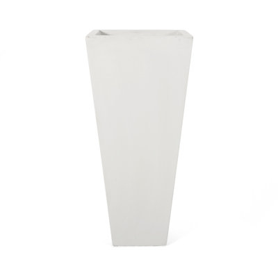 13" x 28.5" Outdoor Modern MGO Cast Stone Planter, White