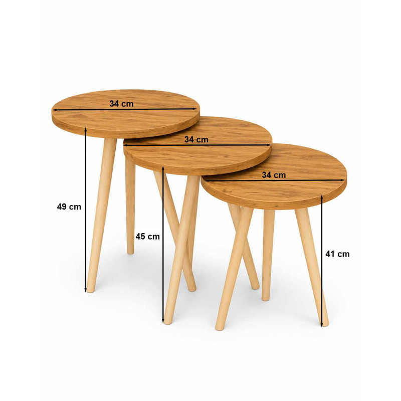 Table gigogne (3 pièces), Pine