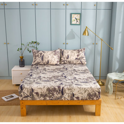 Polyester Machine Printed Floral Fitted Sheet