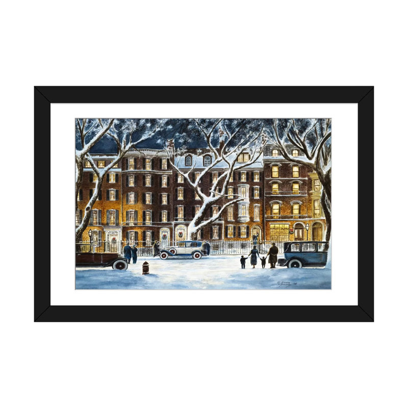 «Beacon Street, Ma 1926» par Stanton Manolakas, reproduction d'art sur toile, H 16 po x l 24 po x P 1 po, Blanc