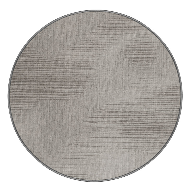 Machine Washable Abstract Gray Area Rug, Round 8'
