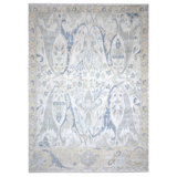 Hand Knotted Wool/Silk Oriental Area Rug in Ivory/Blue/Gray
