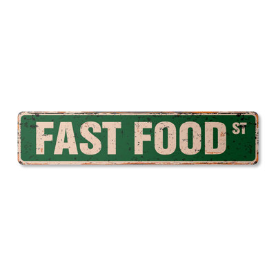 Plaque de rue Fast Food en aluminium 4 po x 18 po