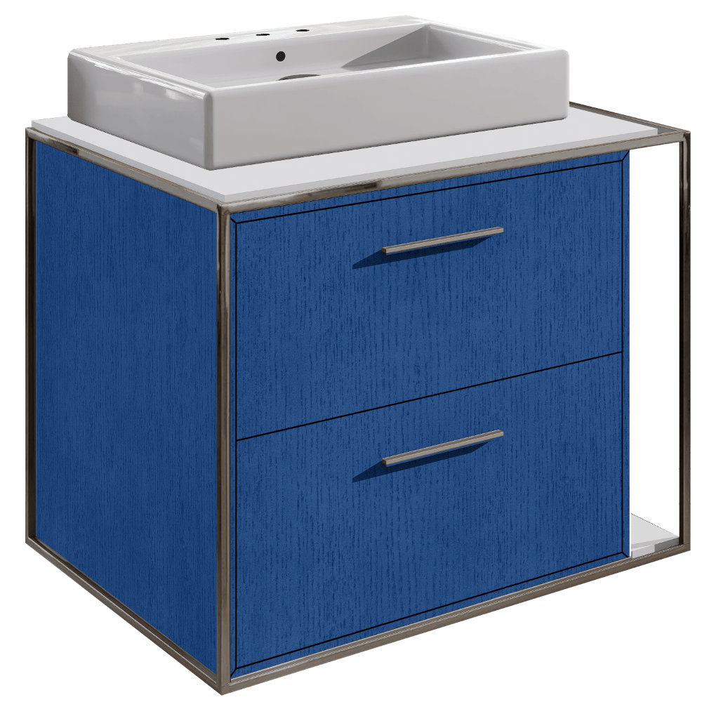 Linea 24'' Single Bathroom Vanity, Horizon Blue, Polished Stainless Steel, 8" Widespread