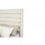 Grand lit plateforme tapissier avec tête de lit capitonnée à profil roulé, tissu beige moderne pour les chambres élégantes