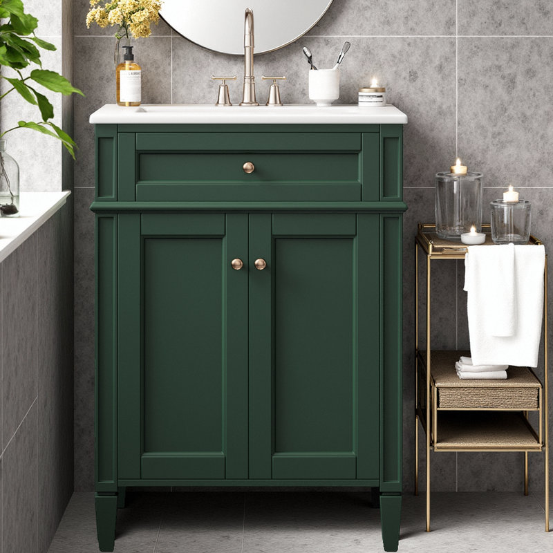 Meuble-lavabo classique 24 po avec tiroir basculant, Vert