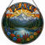 12"H Mountain Landscape Stained Glass Window Panel-1721529485