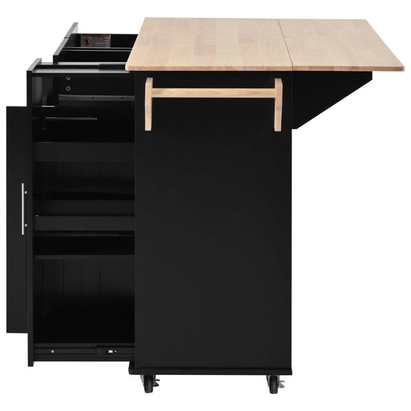 Îlot de cuisine avec abattant, chariot de rangement de cuisine avec organisateur à 3 niveaux, support de rangement interne, chariot de cuisine sur roulettes avec porte-serviettes, 2 tiroirs, pour la cuisine