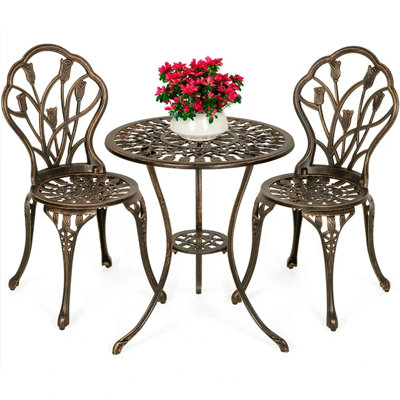 Fleur De Lis Living 3-Piece Cast Aluminum Patio Bistro Furniture Set W/ Antique Finish - Copper -  CA5554CB326E4E368C9AB44A08AEE230