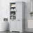 Roomfitters 68" Tall Bathroom Storage Cabinet with Dual Tilt-Out Laundry Hampers, Open Shelves & Adjustable Storage, Gray-1548277470
