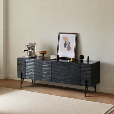 Fishbone design sense solid wood TV cabinet