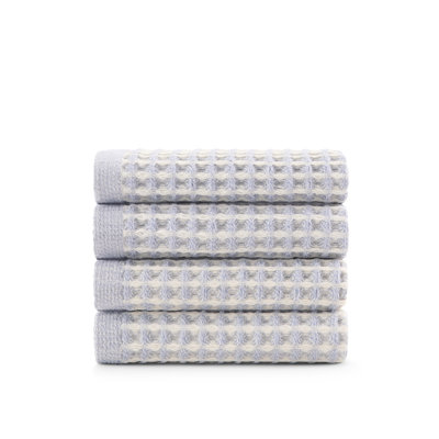 DKNY Pure Yarn Dyed Waffle Unbleached Cotton 4-Piece Washcloth Set Natural