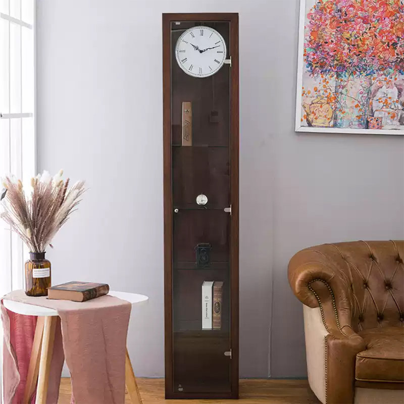 Horloge de plancher moderne en bois massif minimaliste avec armoire de rangement