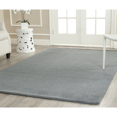 Southbury Hand Loomed Wool/Cotton Solid Color Rug in Blue Ombre