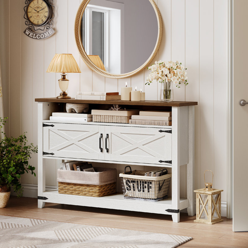 Chaseburg Console Table Farmhouse Entryway Table with 2 Cabinets