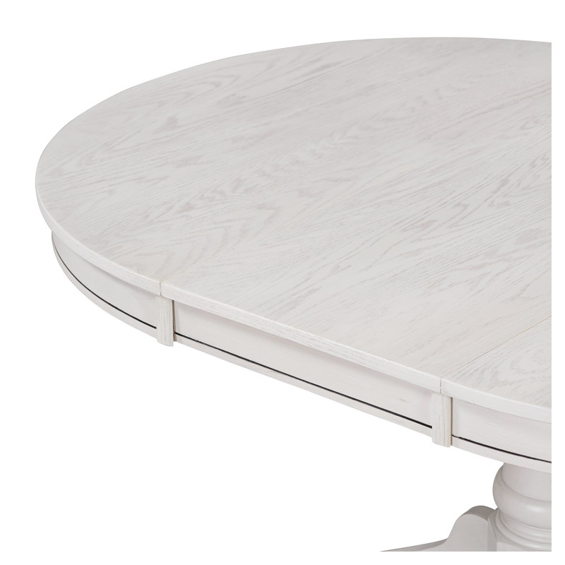 Ensemble de table de salle à manger extensible 5 pièces Trexm, 5, Blanc, Gris, Blanc