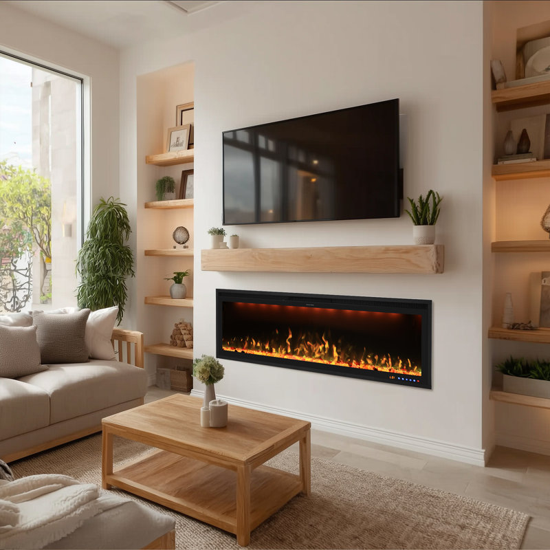 Metro Lane Electric Fireplace with App Control and 13 Flame&Fuel bed Colors, 42.84 cm H x 127 cm W x 16.02 cm D