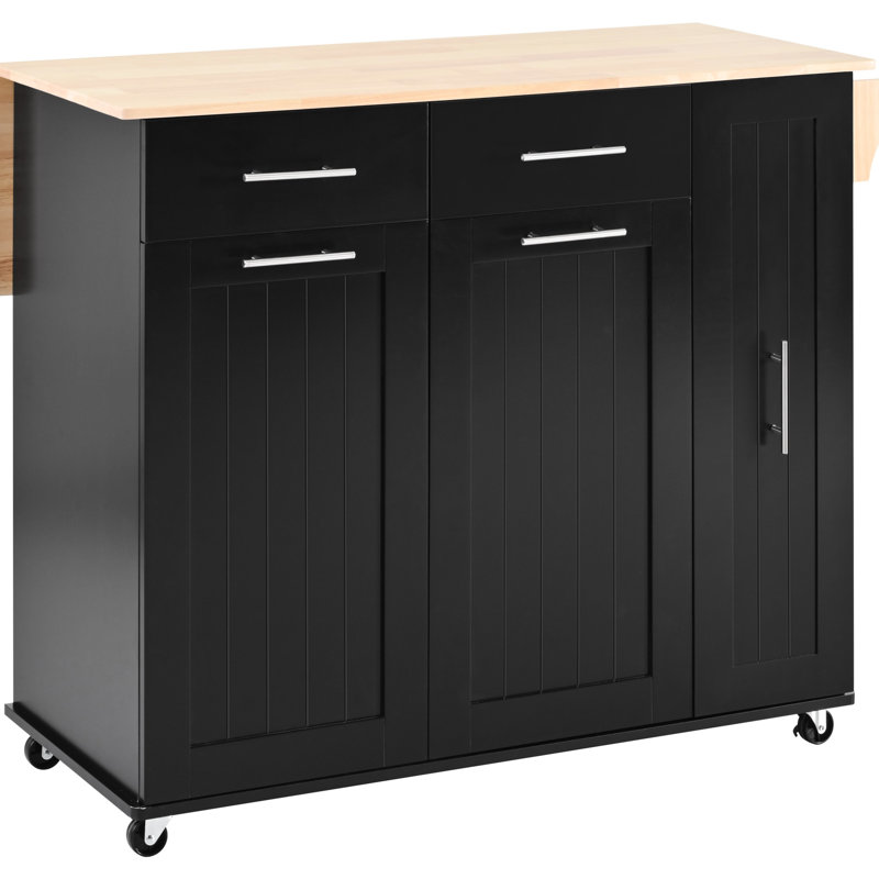 Îlot de cuisine avec abattant et organisateur de rangement à 3 niveaux, organisateur de style noir 2 portes,, Black