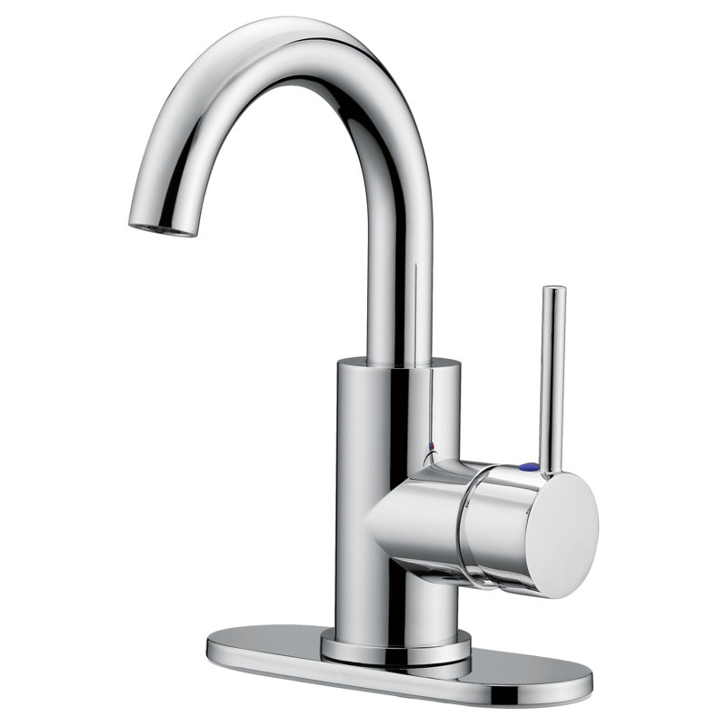 Modern Chrome High-Arc Single Hole Bathroom Faucet, Stainless Steel Sink Faucet With Drain Assembly Included