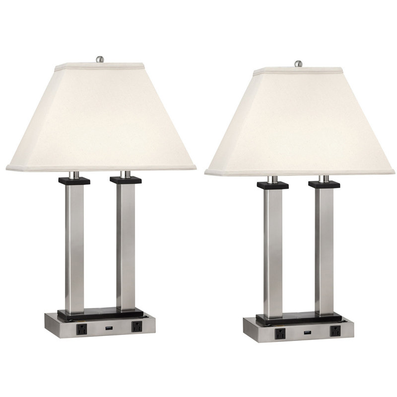Square Post Metal USB Desk Lamp