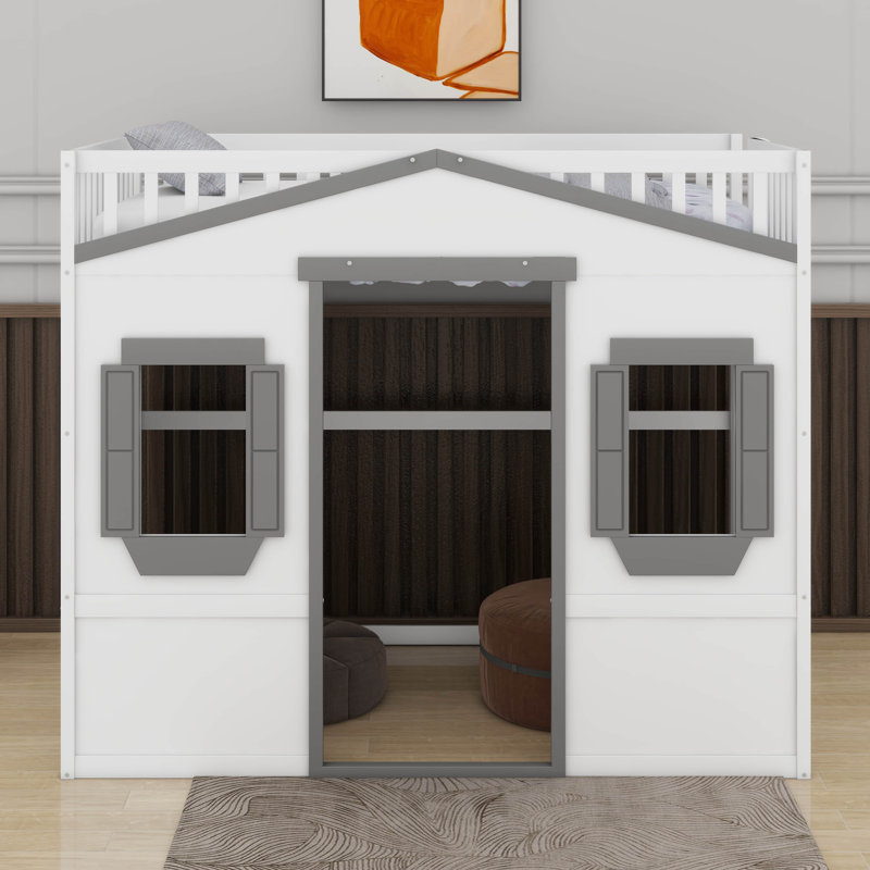 Lit mezzanine simple avec échelle, Blanc / Gris