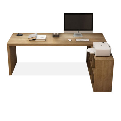 Bureaux en bois massif en L de couleur bois