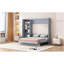 Grand lit escamotable mural avec tablettes, garde-robe et lumières DEL, gris-36907983-36907976