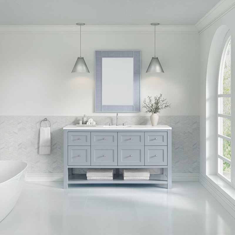 Breckenridge 60'' W Single Vanity, Serenity Blue, White Zeus, Widespread