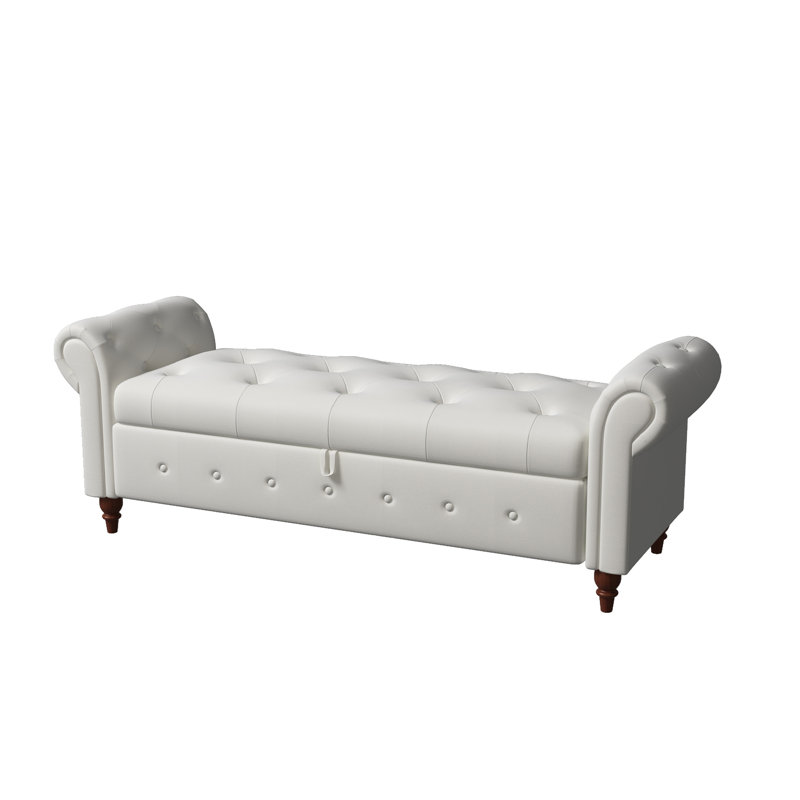 63" Bed Bench Soft Fabric, Beige