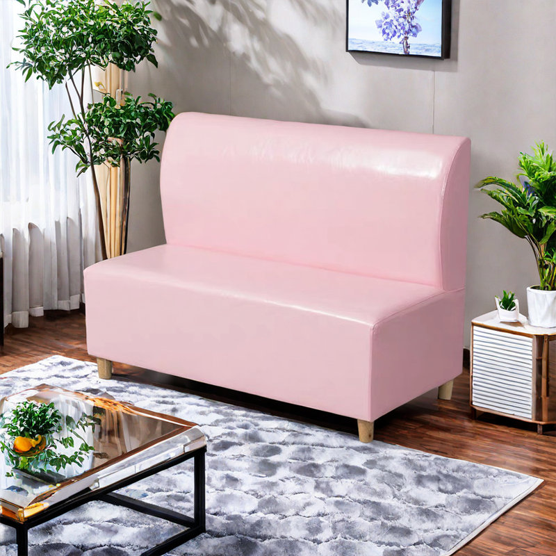 Banc rembourré en similicuir Kokitus, Rose