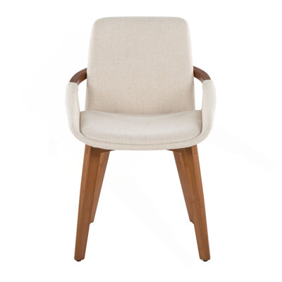 Chaise en bambou noyer et tissu crème