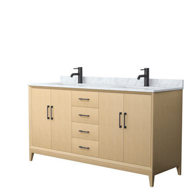 Janna Freestanding Double Bathroom Vanity with Marble Top