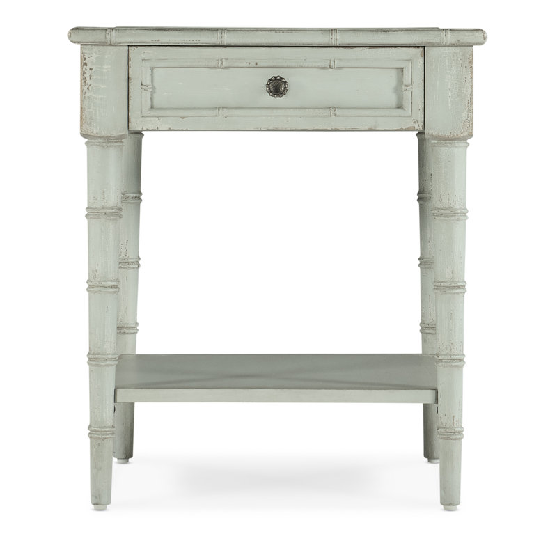 Haint Blue Rustic Rectangular End Table with Storage