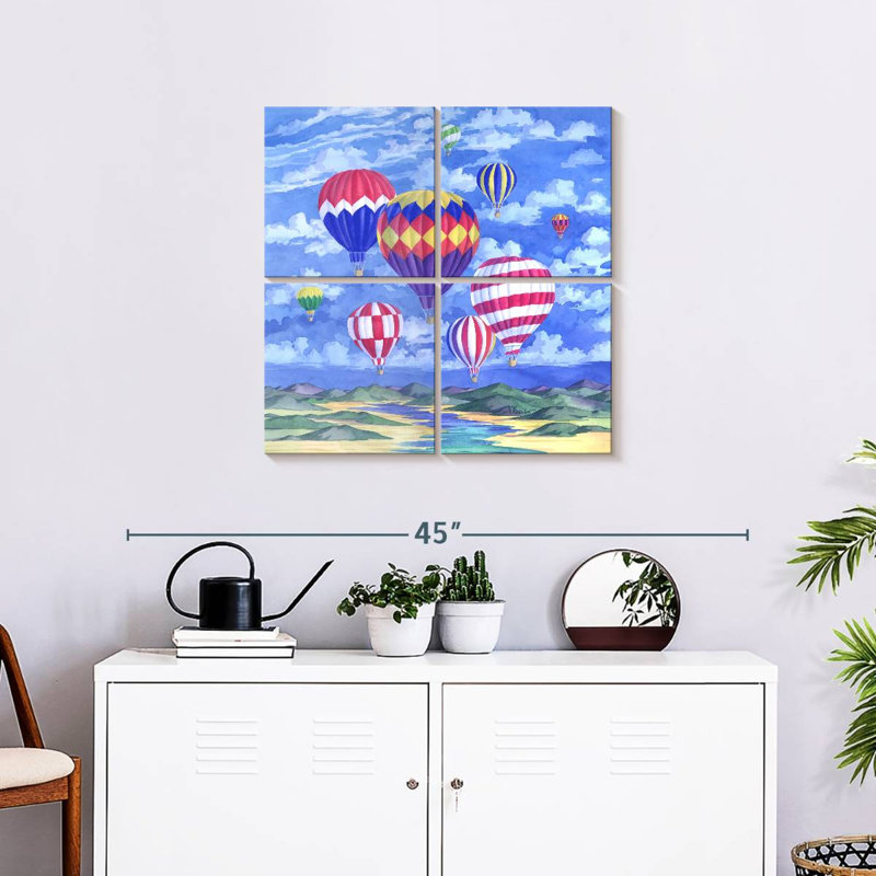 Ballons au-dessus de la rivière Mehar, H 26 po x l 26 po