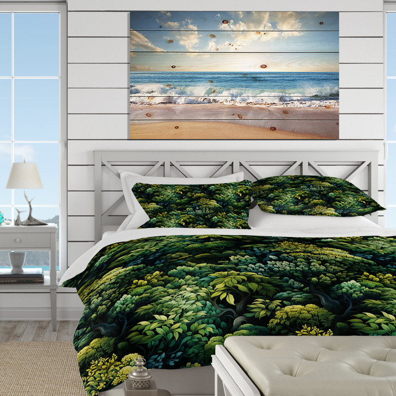 Ensemble de housse de couette Emerald Canopy Jungle Ferns, Housse de couette pour très grand lit et 2 très