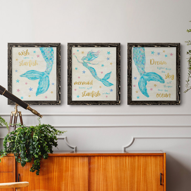 " Mermaid Dream " 3 - Pieces, Black, 31.5" H x 43.5" W x 1" D