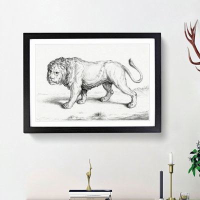 Prowling Lion by Jean Bernard - Picture Frame Drawing Print