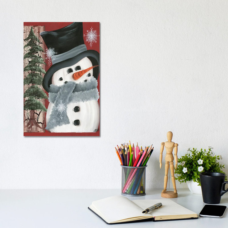 Smiley bonhomme de neige, reproduction d'art sur toile tendue