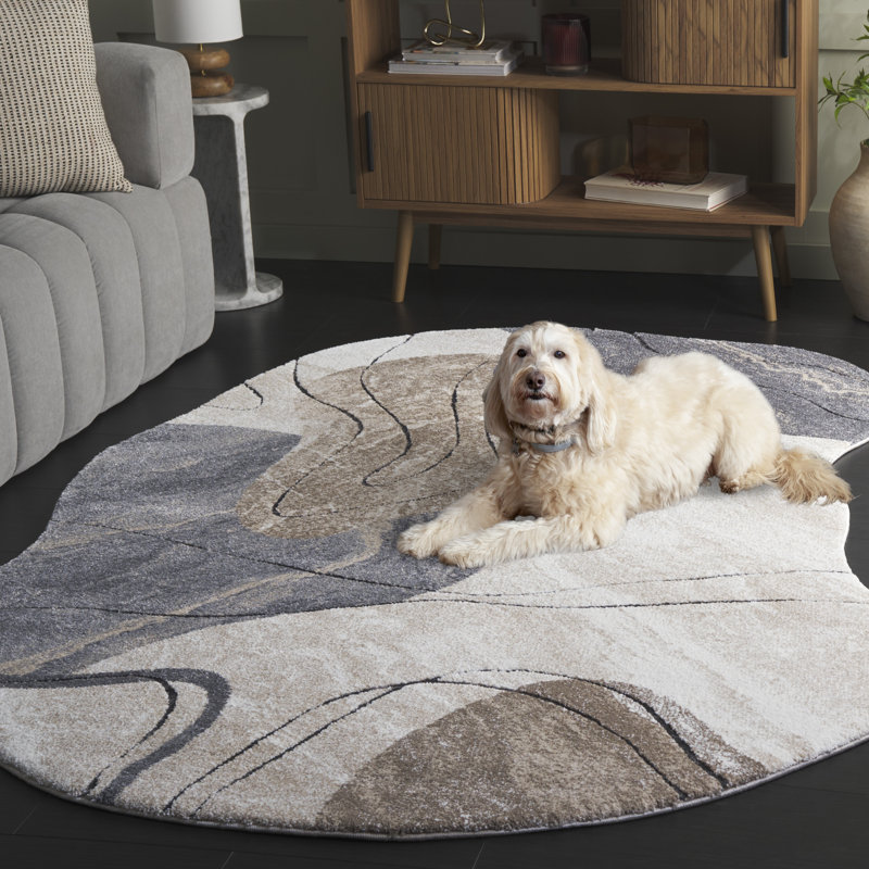 Tapis abstrait Contour 307 Performance, Nouveauté 5 pi 5 po x 7 pi 6 po
