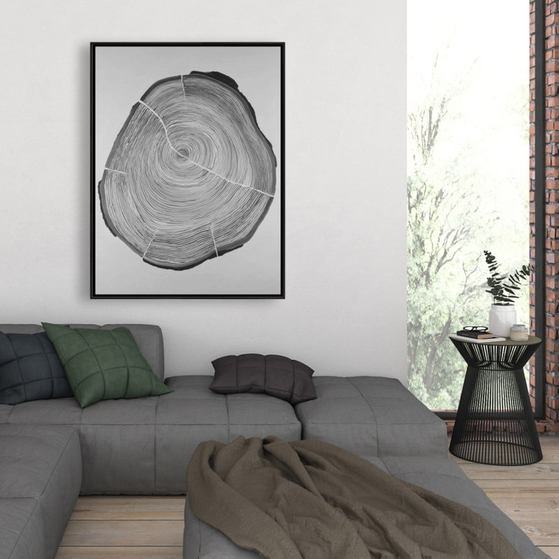 Grayscale Wood Log Print On Canvas