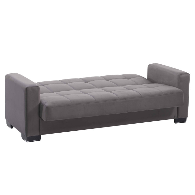 Legacy 87 in. Fabric Upholstered 3-Seater Twin 3-in-1 Sleeper Sofa Bed with Storage, Gray Microfiber