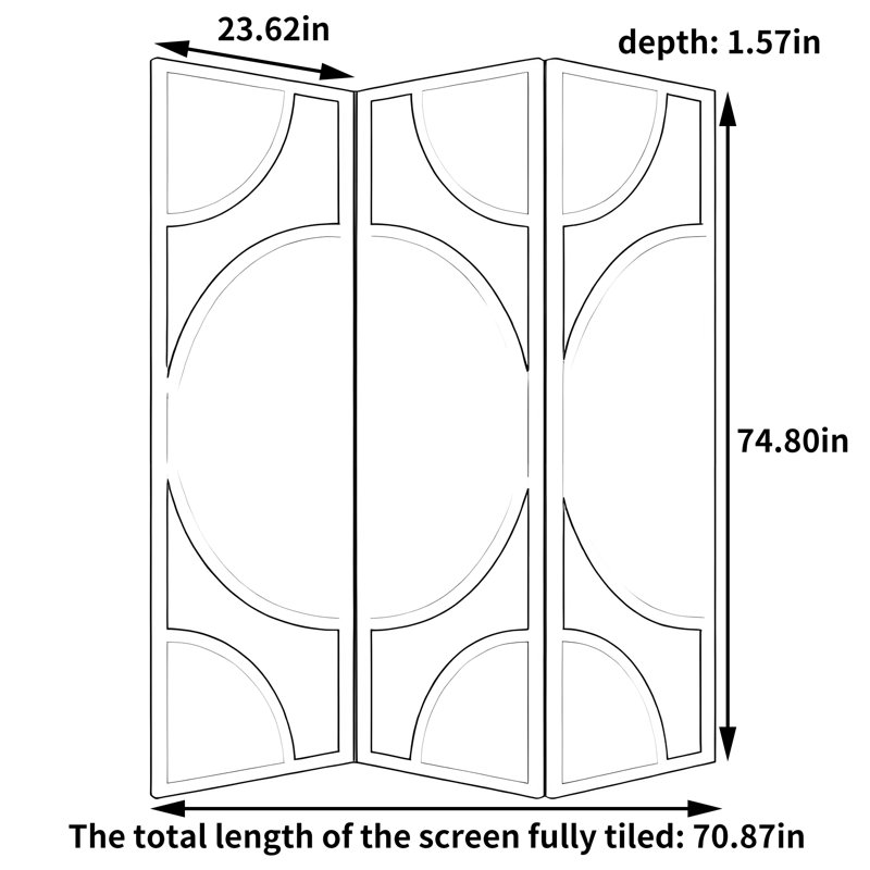 Cloison pliante 74,8 "H, Tanné, H 74,8 po x l 70,87 po x P 1,57 po