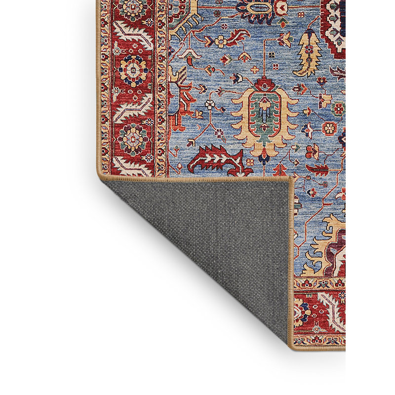Tapis oriental rouge / bleu Rider, Rectangle 6 pi x 9 pi