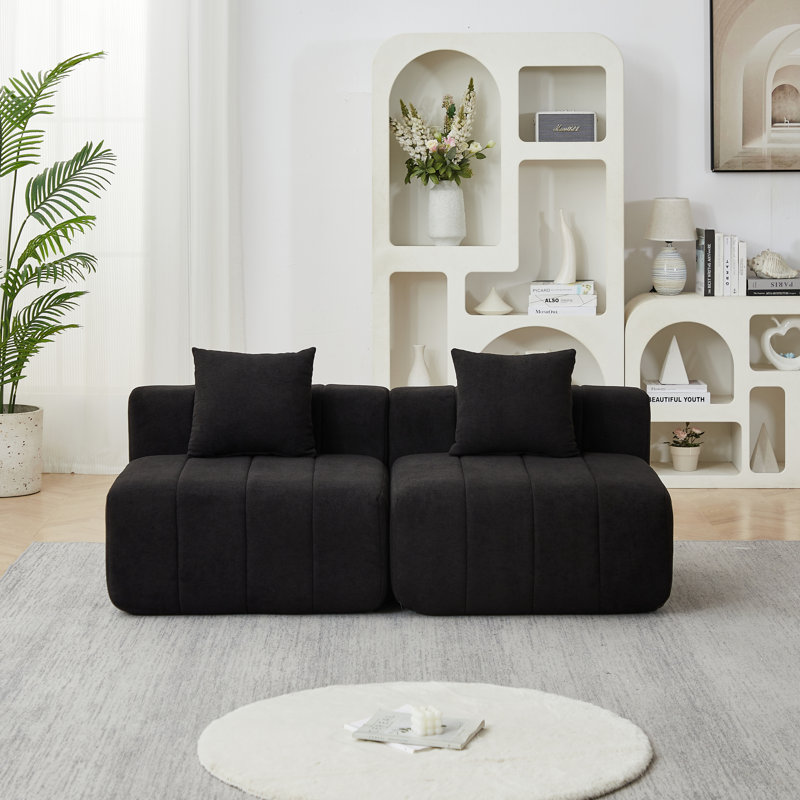 Symmetrical Chenille Modular Sofas, Modern Black Couch For Any Room